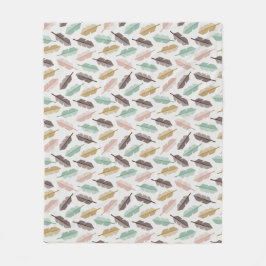Mid-Century Modern Retro Feathers Fleece Blanket