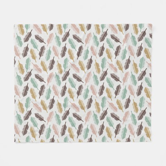 Mid-Century Modern Retro Feathers Fleece Blanket (Voorkant (Horizontaal))
