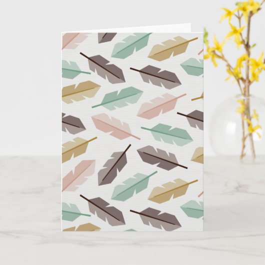 Mid-Century Modern Retro Feathers Greeting Cards Kaart (Gele Bloem)