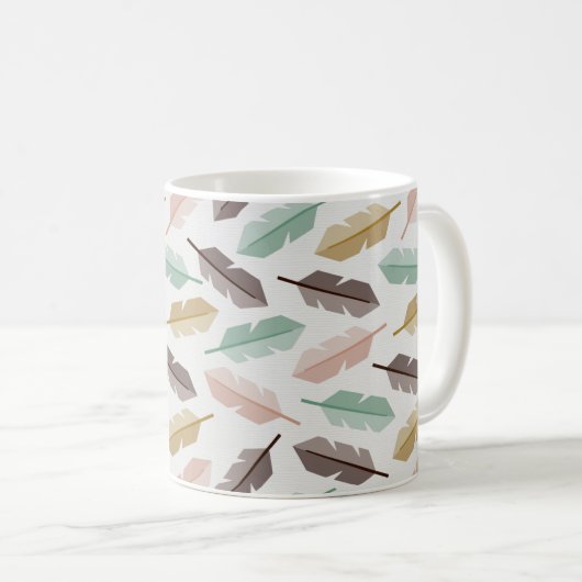 Mid-Century Modern Retro Feathers Mug Koffiemok (Voorkant rechts)