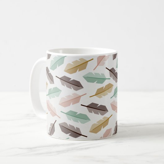 Mid-Century Modern Retro Feathers Mug Koffiemok (Voorkant links)