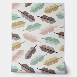 Mid-Century Modern Retro Feathers Wallpaper Behang