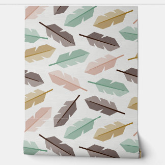 Mid-Century Modern Retro Feathers Wallpaper Behang