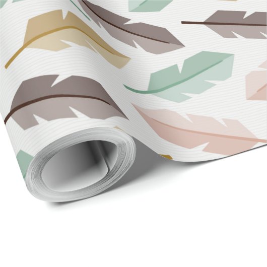 Mid-Century Modern Retro Feathers Wrapping Paper Cadeaupapier (Rol Hoek)