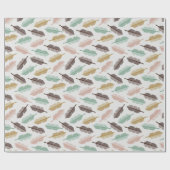 Mid-Century Modern Retro Feathers Wrapping Paper Cadeaupapier (Vlak)