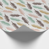 Mid-Century Modern Retro Feathers Wrapping Paper Cadeaupapier (Hoek)