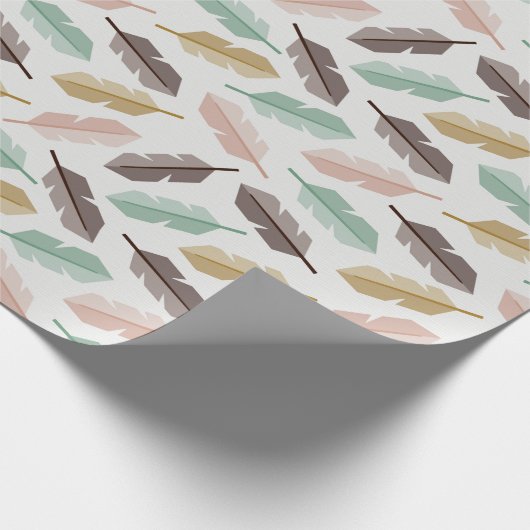 Mid-Century Modern Retro Feathers Wrapping Paper Cadeaupapier (Hoek)