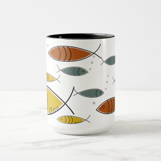 Mid Century Modern Retro Fish Swimming Pattern Mok (Midden)