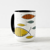 Mid Century Modern Retro Fish Swimming Pattern Mok (Voorkant links)