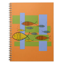 Mid Century Modern Retro Fish zwemmen op Sinaasapp