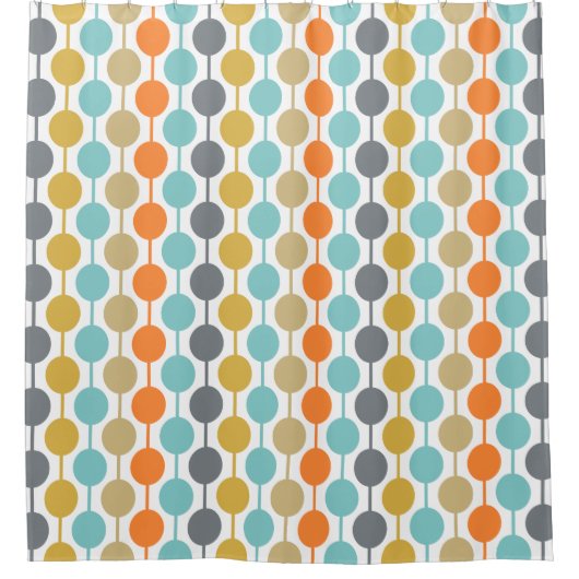Mid-Century Modern Retro Geometric Circles Pattern Douchegordijn (Voorkant)