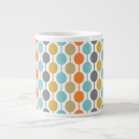 Mid-Century Modern Retro Geometric Circles Pattern Grote Koffiekop (Voorkant)