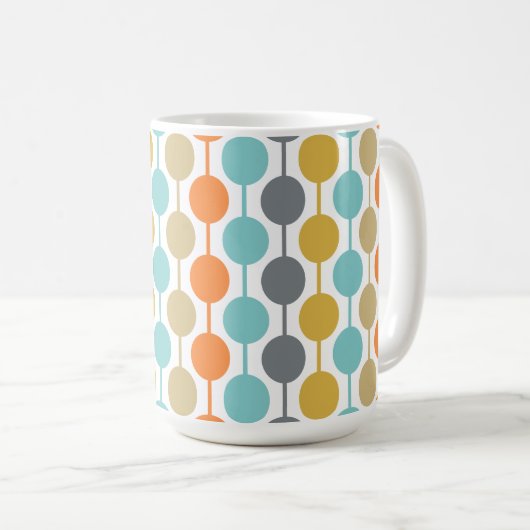 Mid-Century Modern Retro Geometric Circles Pattern Koffiemok (Voorkant rechts)