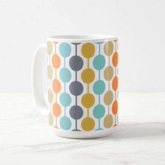 Mid-Century Modern Retro Geometric Circles Pattern Koffiemok (Voorkant links)