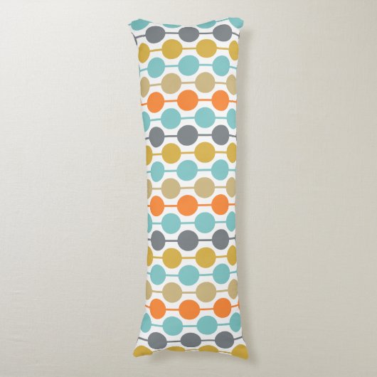Mid-Century Modern Retro Geometric Circles Pattern Lichaamskussen (Voorkant Verticaal)