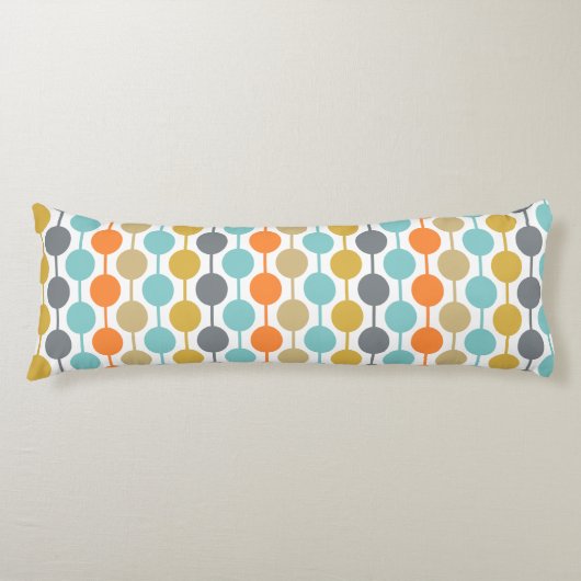Mid-Century Modern Retro Geometric Circles Pattern Lichaamskussen (Voorkant)