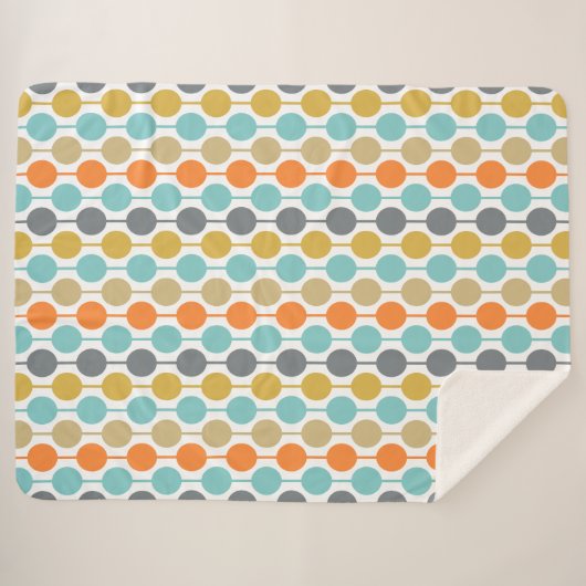 Mid-Century Modern Retro Geometric Circles Pattern Sherpa Deken (Voorkant (horizontaal))