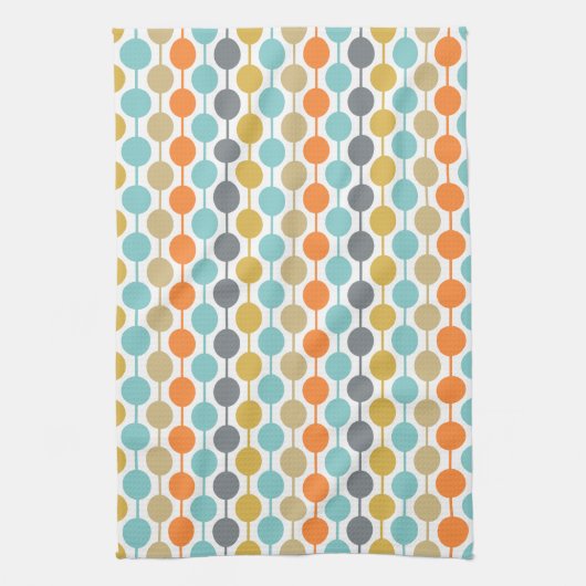 Mid-Century Modern Retro Geometric Circles Pattern Theedoek (Verticaal)