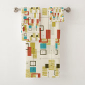 Mid Century Modern, Retro, Geometrisch, Turquoise, Bad Handdoek (Insitu)