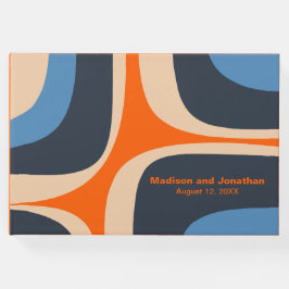 Mid Century Modern Retro Groove Blauw en Sinaasapp Gastenboek