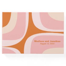 Mid Century Modern Retro Groove Roze en Sinaasappe