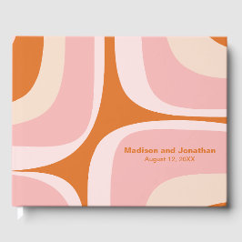 Mid Century Modern Retro Groove Roze en Sinaasappe Gastenboek
