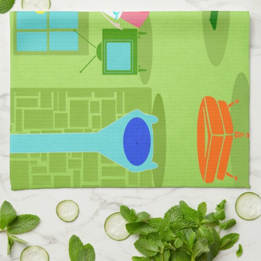 Mid Century Modern Retro Houseechtgenote Kitchen T Theedoek (Gevouwen)