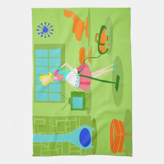 Mid Century Modern Retro Houseechtgenote Kitchen T Theedoek (Verticaal)