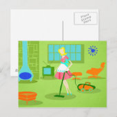 Mid Century Modern Retro Huisvrouw Briefkaart (Voorkant / Achterkant)