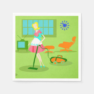 Mid Century Modern Retro Huisvrouw Papieren servet
