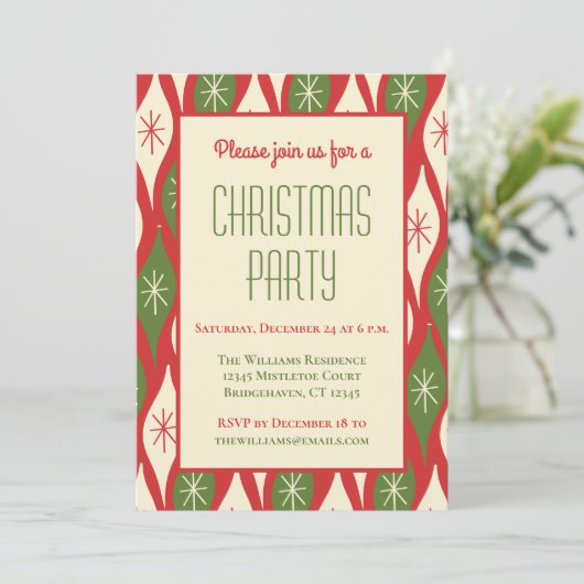  Mid Century Modern Retro Kerstfeest Kaart (Staand voorkant)