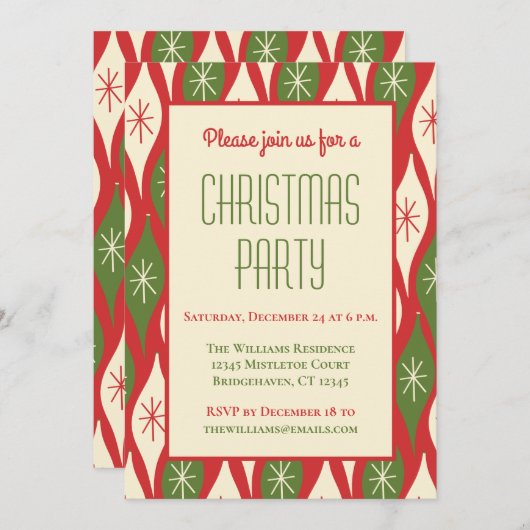  Mid Century Modern Retro Kerstfeest Kaart (Voorkant / Achterkant)