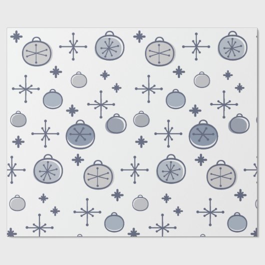 Mid Century Modern Retro Kerstkunst Silver Cadeaupapier (Vlak)