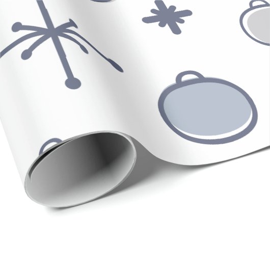 Mid Century Modern Retro Kerstkunst Silver Cadeaupapier (Rol Hoek)