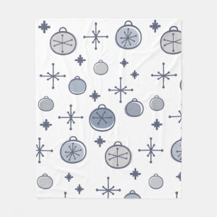 Mid Century Modern Retro Kerstkunst Silver Fleece Deken