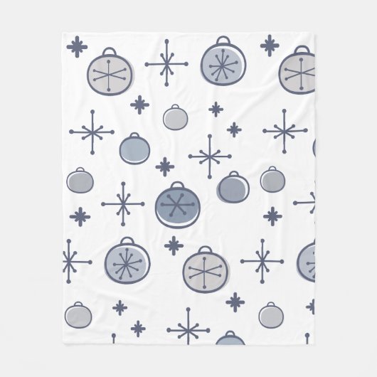 Mid Century Modern Retro Kerstkunst Silver Fleece Deken (Voorkant)