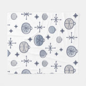 Mid Century Modern Retro Kerstkunst Silver Fleece Deken (Voorkant (Horizontaal))