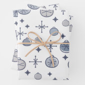 Mid Century Modern Retro Kerstkunst Silver Inpakpapier Vel (In situ)