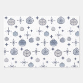 Mid Century Modern Retro Kerstkunst Silver Inpakpapier Vel (Voorkant)