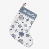 Mid Century Modern Retro Kerstkunst Silver Kleine Kerstsok (Voorkant (Hangend))