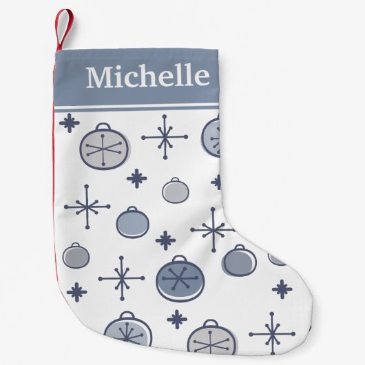 Mid Century Modern Retro Kerstkunst Silver Kleine Kerstsok (Voorkant)