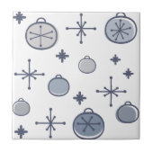 Mid Century Modern Retro Kerstkunst Silver Tegeltje (Voorkant)
