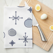 Mid Century Modern Retro Kerstkunst Silver Theedoek (Quarter Fold)