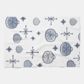 Mid Century Modern Retro Kerstkunst Silver Theedoek (Horizontaal)