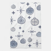 Mid Century Modern Retro Kerstkunst Silver Theedoek (Verticaal)