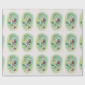 Mid Century Modern Retro Kerstmis Bells Holly Cadeaupapier (Vlak)