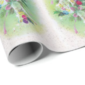 Mid Century Modern Retro Kerstmis Bells Holly Cadeaupapier (Rol Hoek)