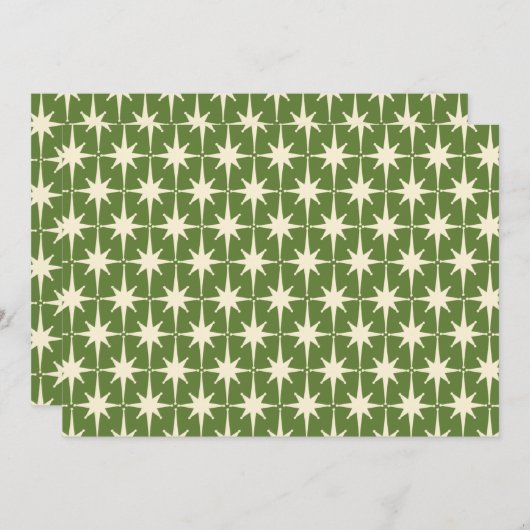 Mid-Century Modern Retro Kerstmis: Groen Kaart (Voorkant / Achterkant)