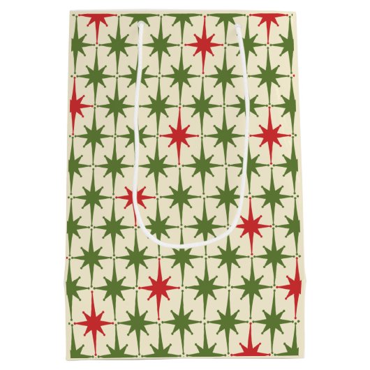 Mid Century Modern Retro KerstStarburen Medium Cadeauzakje (Achterkant)