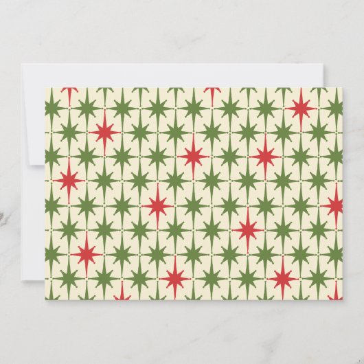 Mid-Century Modern Retro KerstStarbursts Kaart (Voorkant)